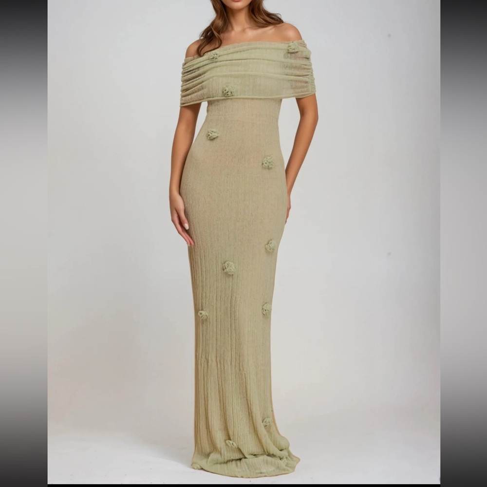 ALTHEA ELISE Celestine Knit Maxi Dress - Sage Green